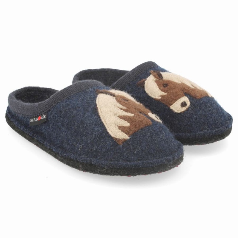 Kapcie Novelty Damskie Haflinger Poni Niebieskie | DXZ3761IW